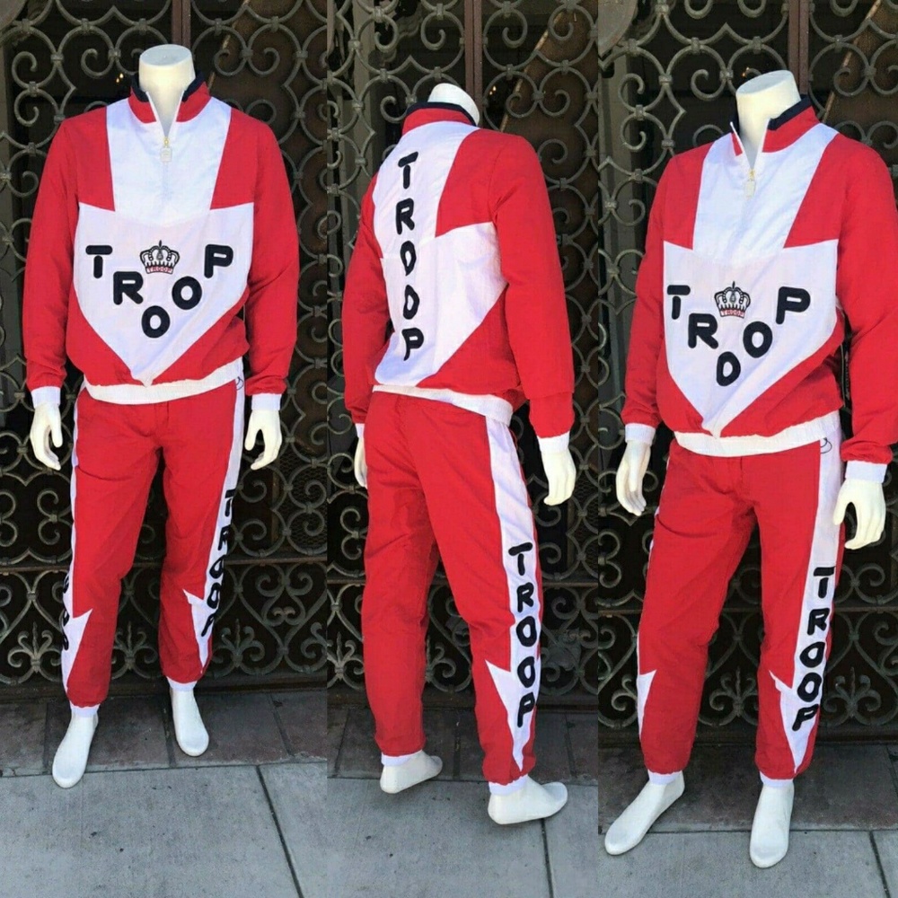 Men's Troop Red White Windbreaker Fashion Track